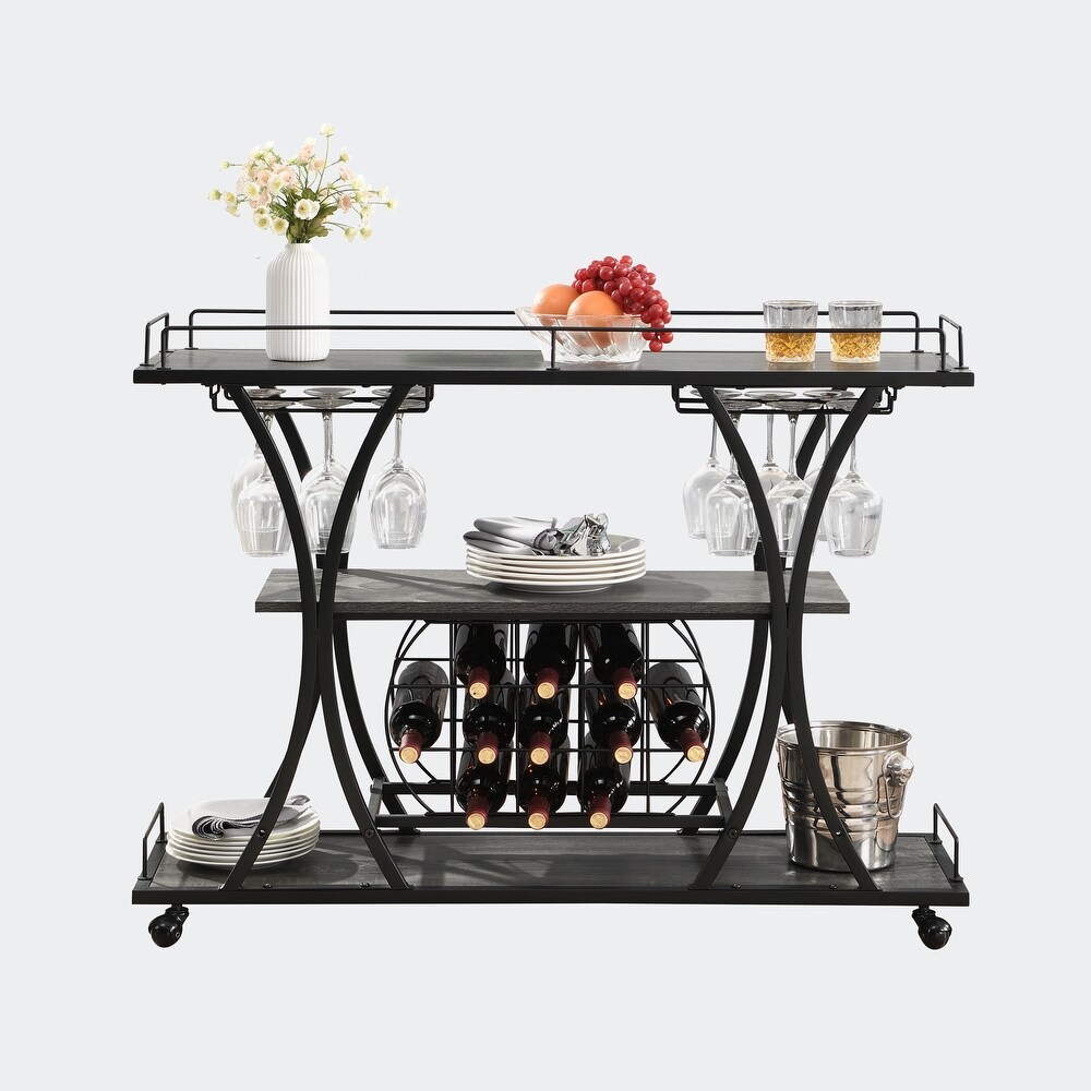 Industrial Bar Cart Kitchen Bar Serving Cart