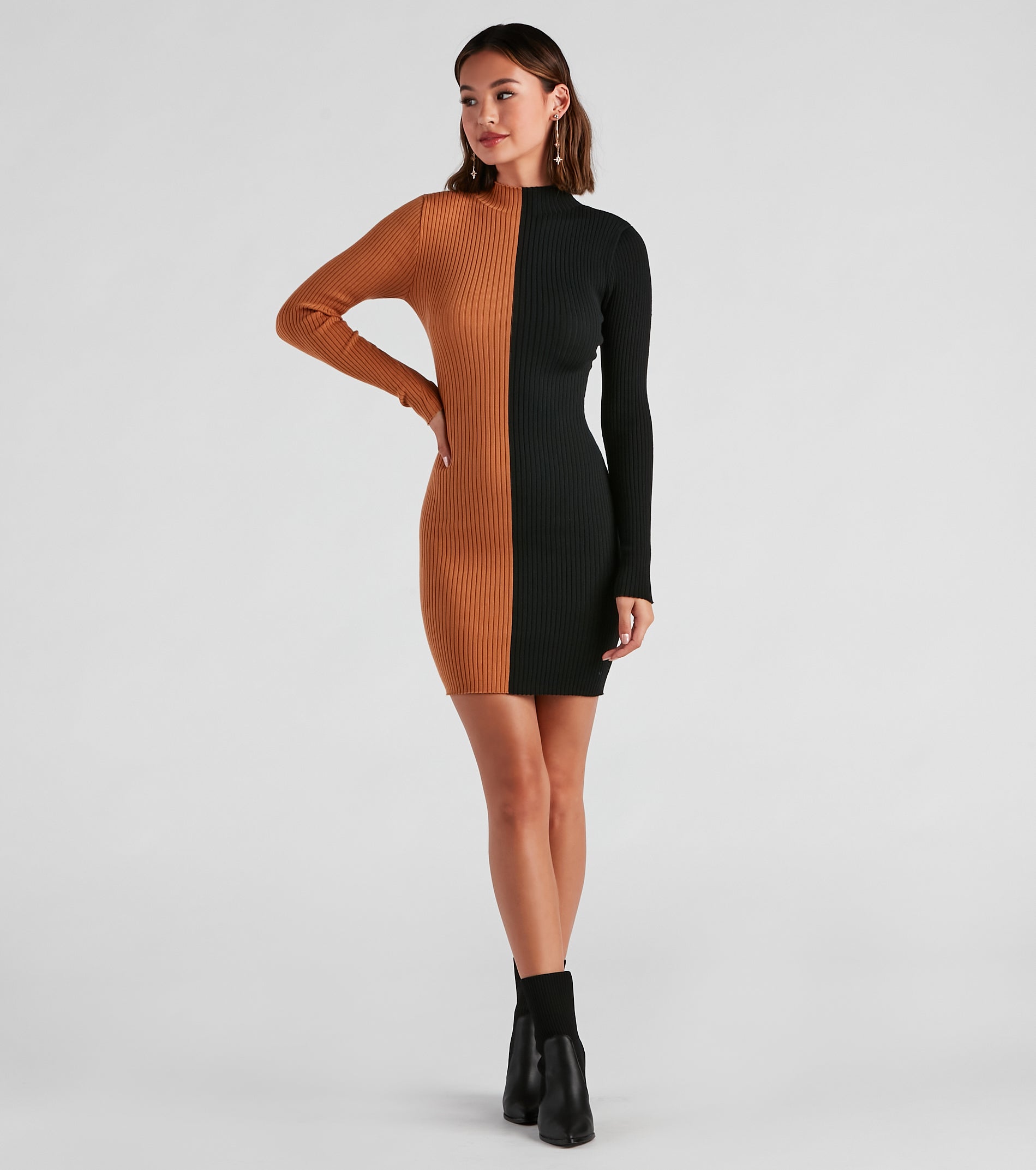 Set The Tone Rib Sweater Dress