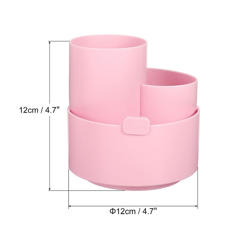 Rotary Pen Holder 3 Slots Makeup Brush Desktop Stationery Organizer