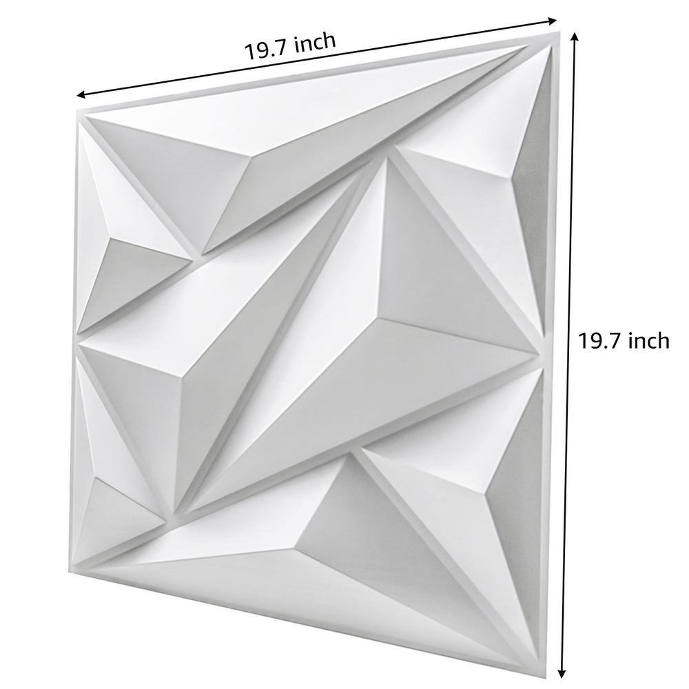 Art3d Decorative Diamond Shape 19.7 in. x 19.7 in. PVC Seamless 3D Wall Panel in White 12-Panels A10hd051WTP12
