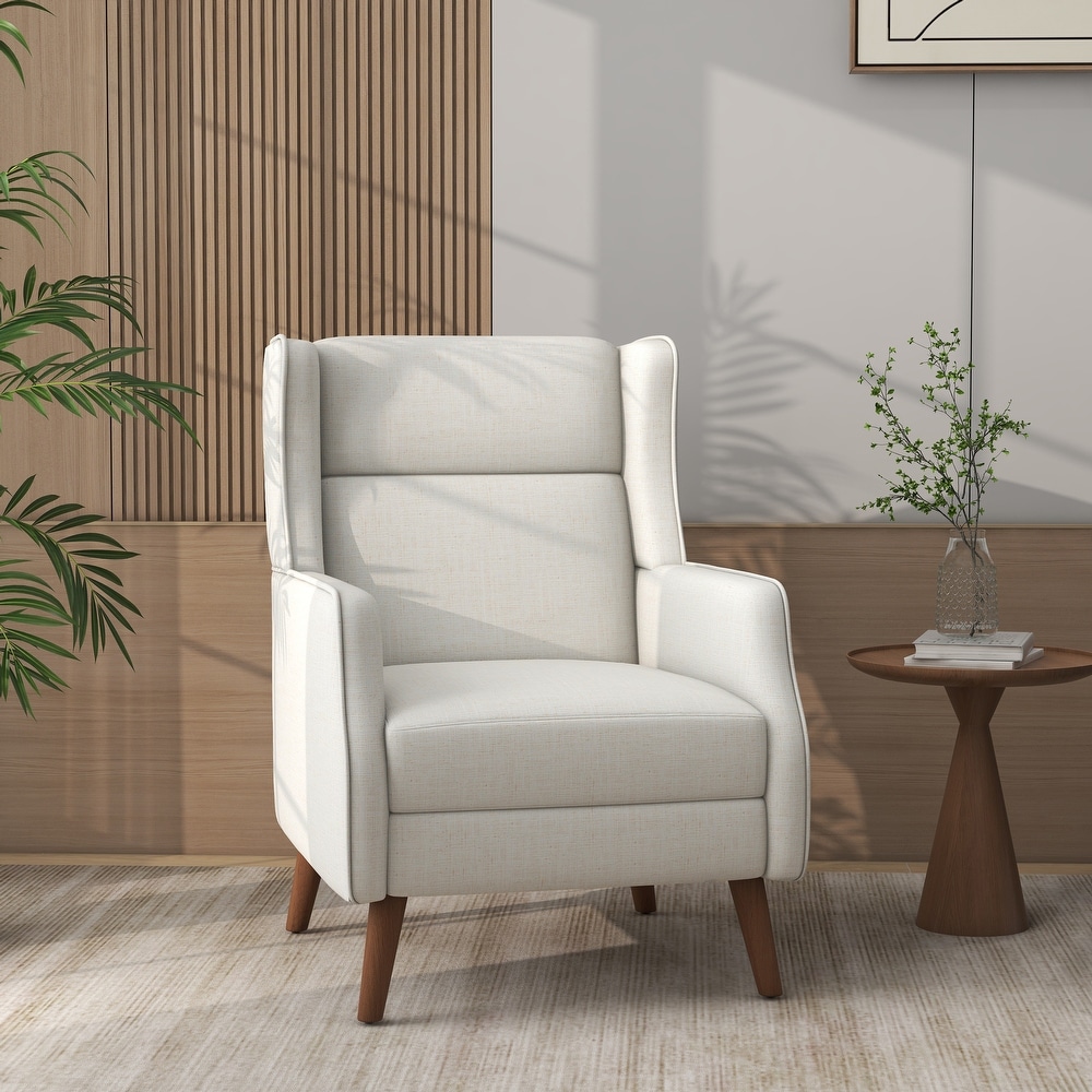 Modern High Back Cotton Linen Accent Chair