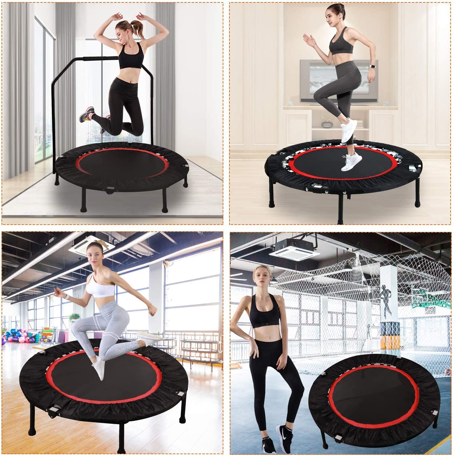 REDCAMP Mini Trampolines Rebounder for Adults, Foldable Fitness Trampoline with Adjustable Handle for Indoor/Garden/Workout