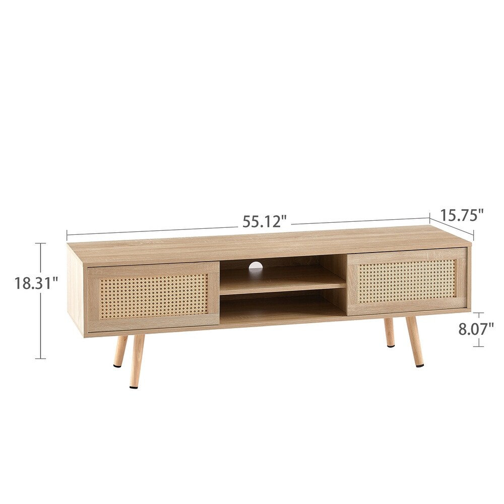 TV Console cabinet With Double Sliding Doors And Adjustable Shelf