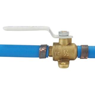 Apollo 12 in. Brass PEX-B Barb Ball Valve with Drain and Mounting Pad APXV12WD