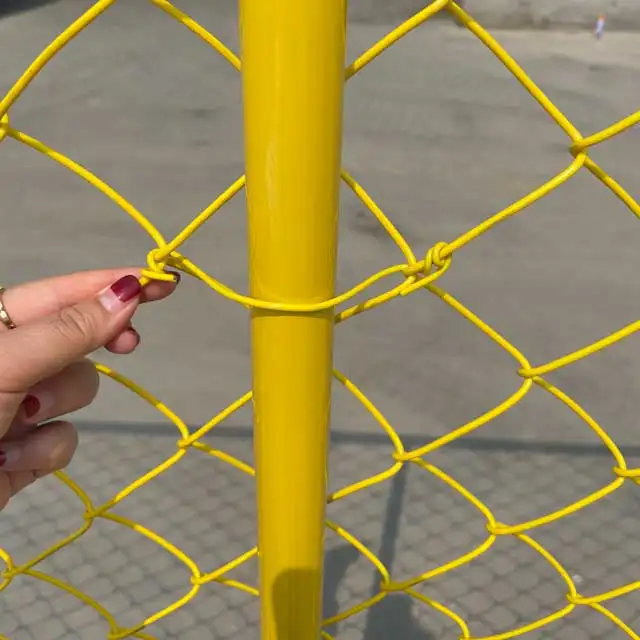 Supplies 6ft x 10ft Yellow PVC Coated Chain Link Temporary Fence For Construction Site.