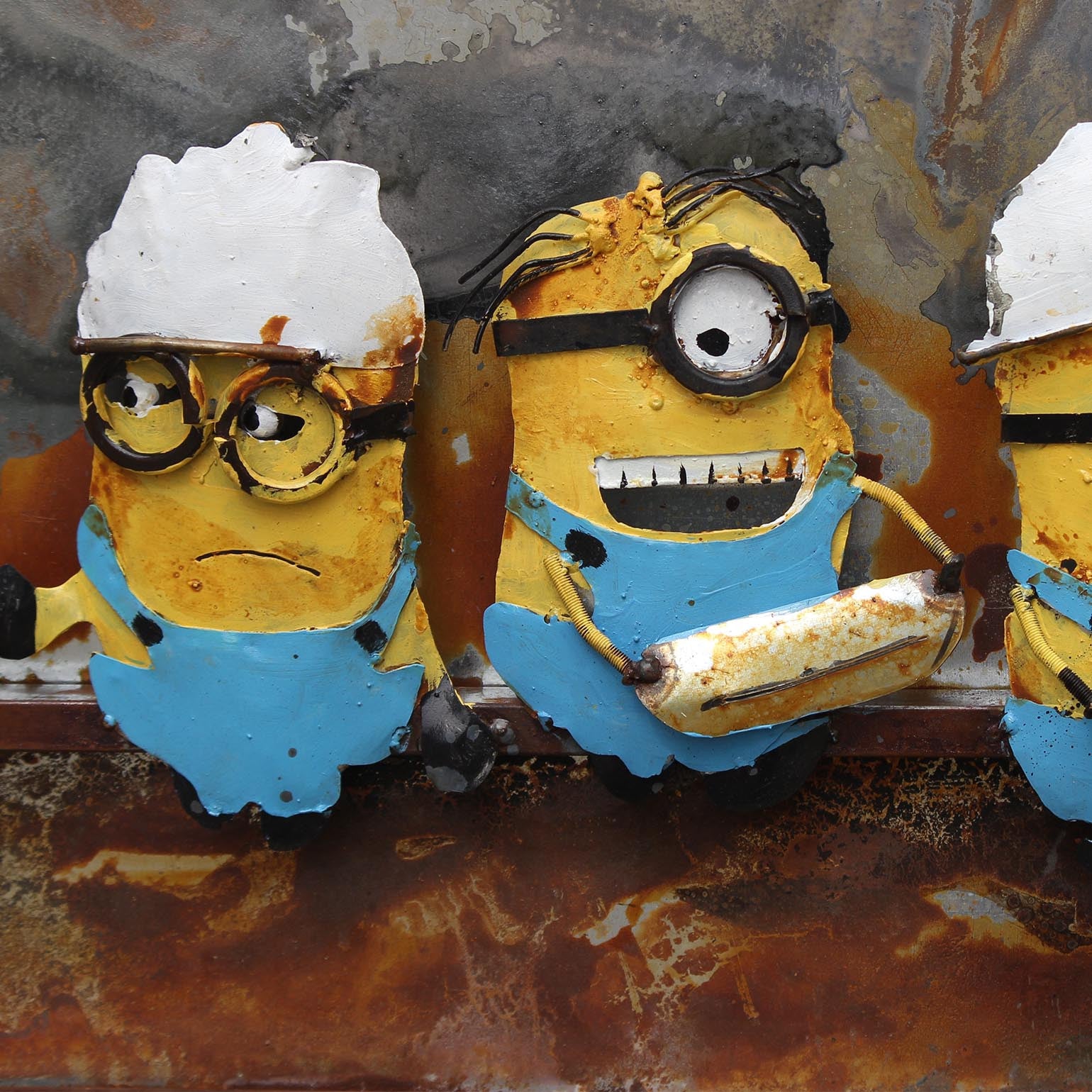 Minions Handcrafted Metal Art Painting 120X90 Cm Soap012