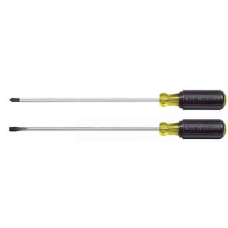 Klein Tools 2-Piece Assortd Scredriver Set with 10 in. Shank- Cushion Grip Handles 85072