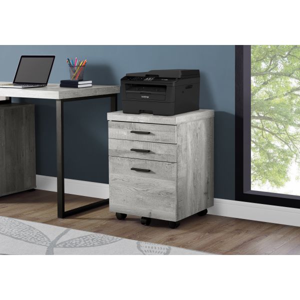 File Cabinet， Rolling Mobile， Storage Drawers， Printer Stand， Office， Work， Grey Laminate， Contemporary， Modern