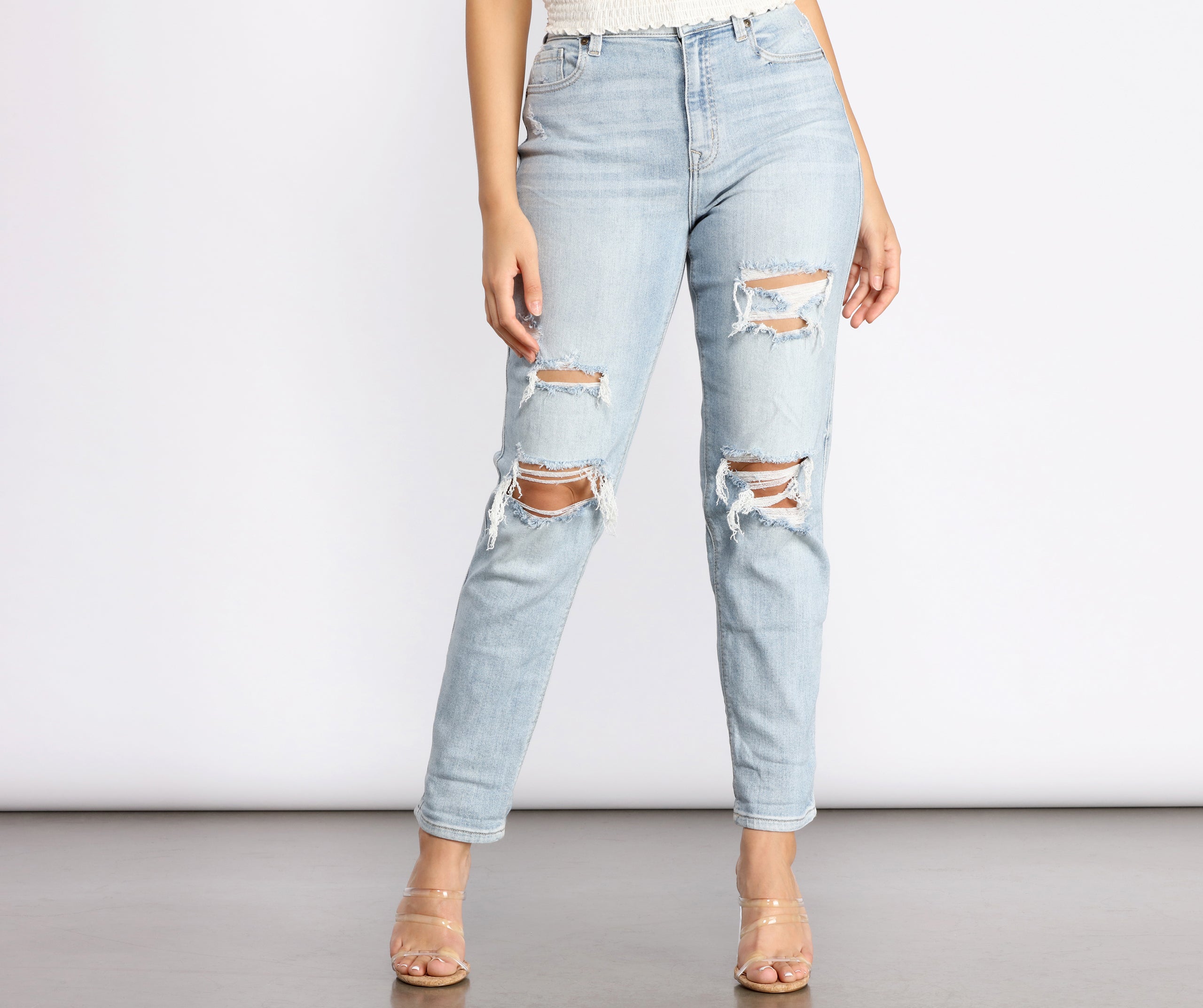 Rocky High Rise Destructed Boyfriend Jeans