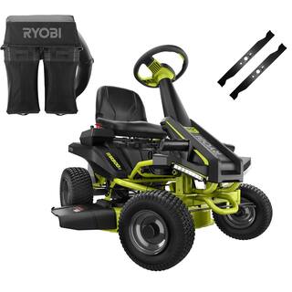 RYOBI 30 in. 48-Volt Brushless 50 Ah Battery Electric Rear Engine Riding Mower and Bagging Kit RY48130-1A