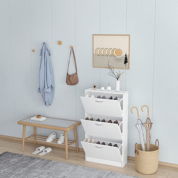 3 Tier Shoe Storage Cabinet for Entryway White|White - - 37132332