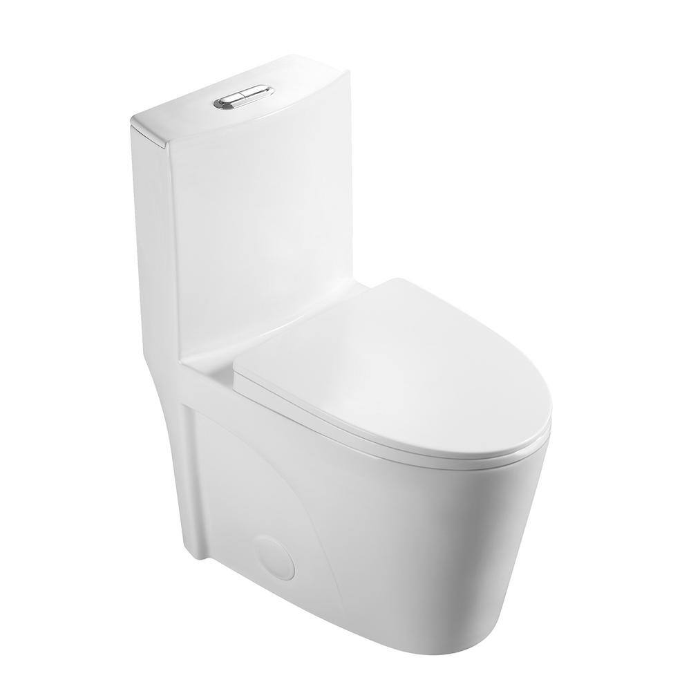 INSTER 1-Piece 1.11.6 GPF High-Performance Vortex Dual Flush Elongated Toilet in Glossy White Soft Close Seat Included WSHDRMTO0001