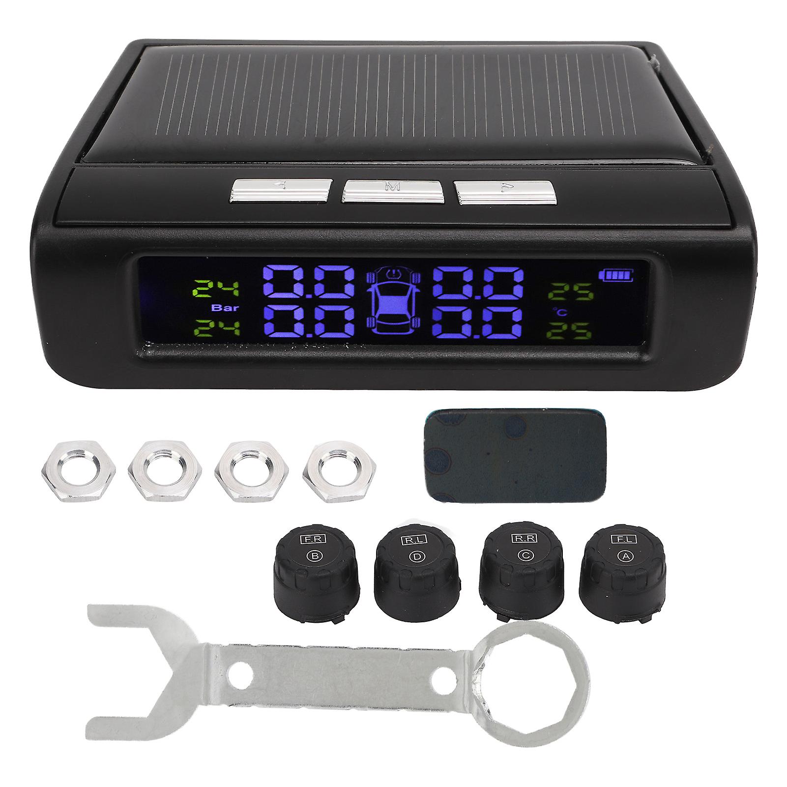 Tire Pressure Monitoring System Wireless Car Tire Monitor With 4 External Sensors Lcd Real Time Display Pressure Temperature Alerts