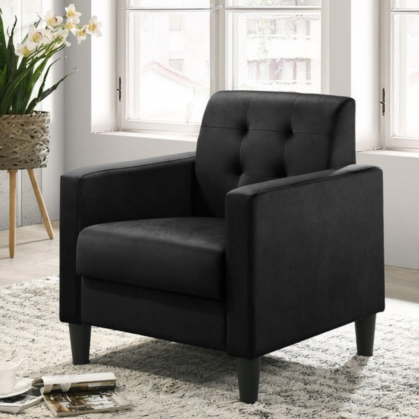 Button Tufted Velvet Upholstered Accent Chair and End Table Living Room Set - 28