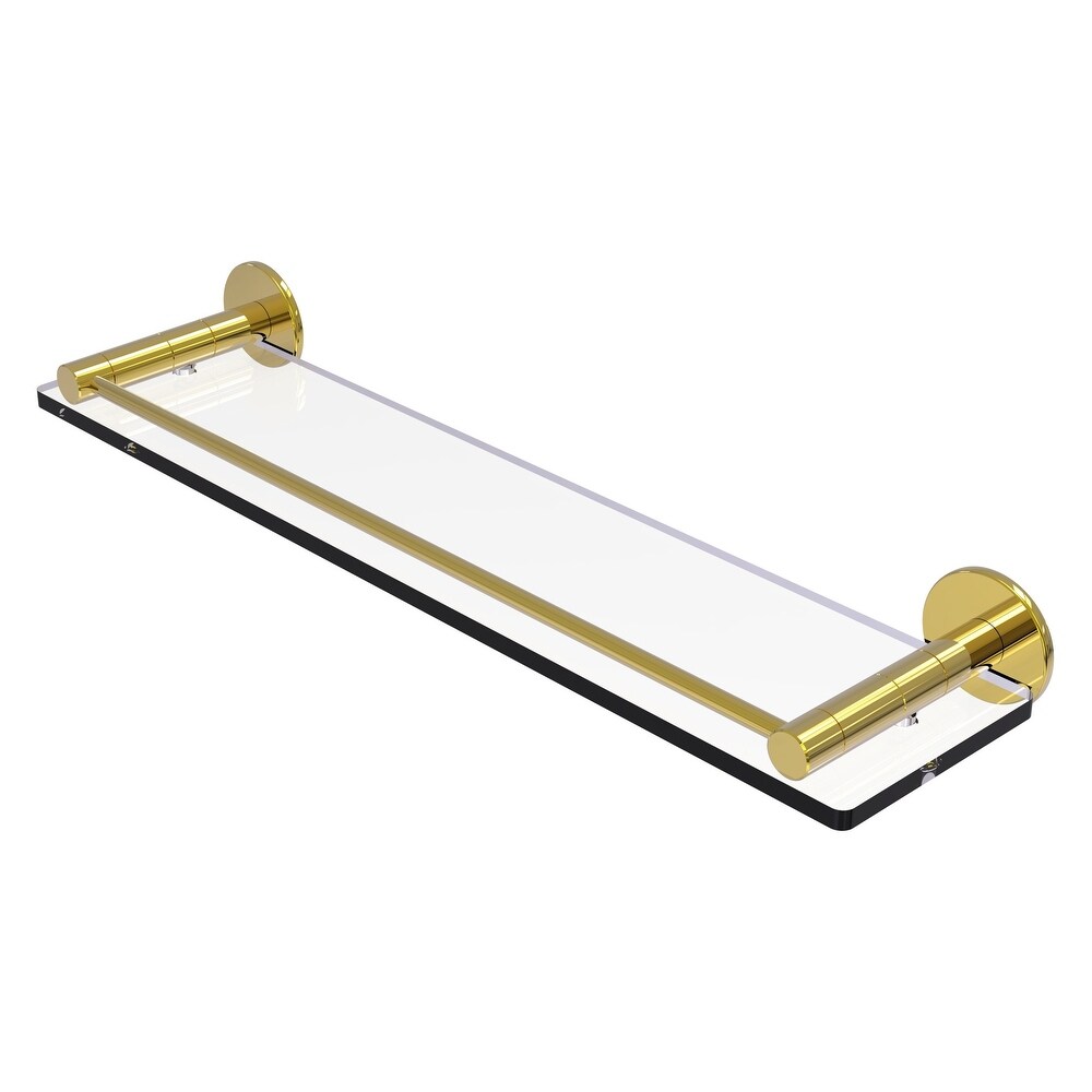 ied Brass Fresno Collection 22 Inch Glass Shelf with Vanity Rail