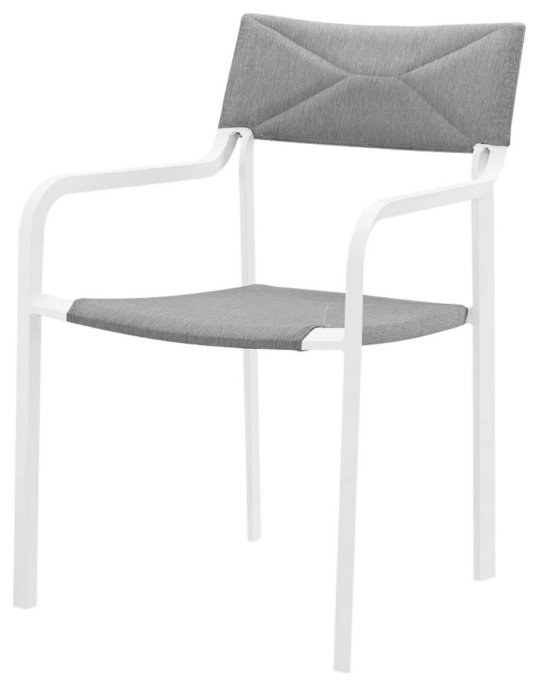 Side Dining Chair and Table Set  Aluminum  Metal  White Gray  Outdoor   Contemporary   Outdoor Dining Sets   by House Bound  Houzz