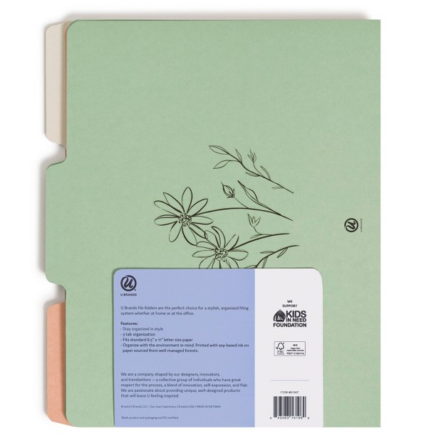 U Brands 12ct File Folders Floral Line Art