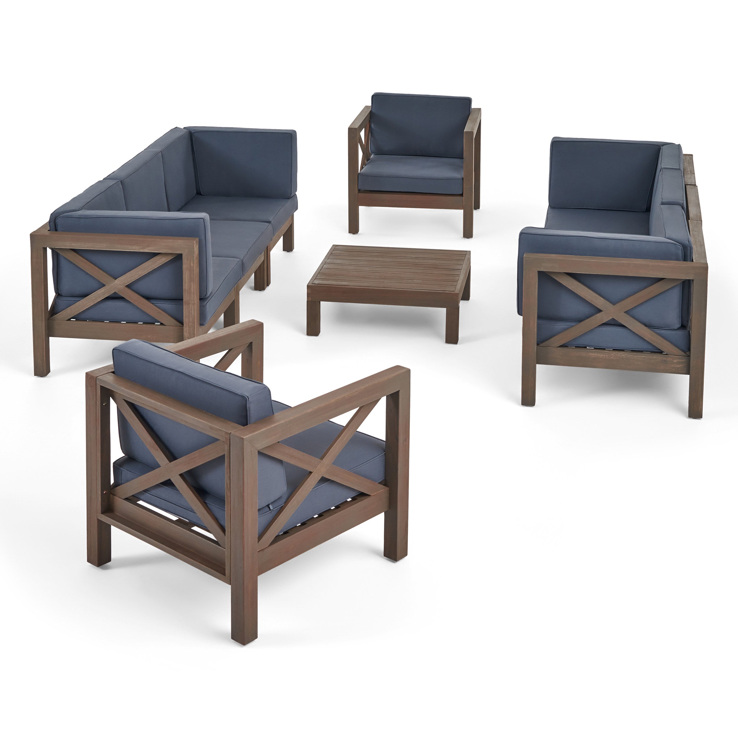 Morgan Outdoor 8 Seater Acacia Wood Sofa and Club Chair Set