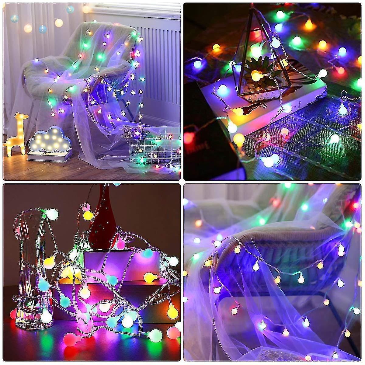 100 Leds Balls 8 Lighting Modes Ip44 Waterproof Fairy Lights Outdoor Indoor Decoration Ideal For Par