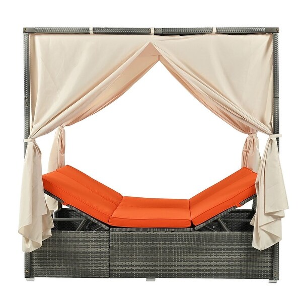 Outdoor Adjustable Daybed with Canopy Patio Lounge Set，High Comfort