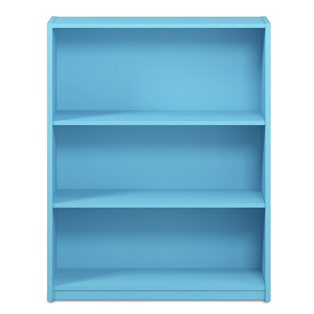 Furinno Jaya Wooden 3 Tier Adjustable Home Bookcase Display Shelf  Light Blue   27.5