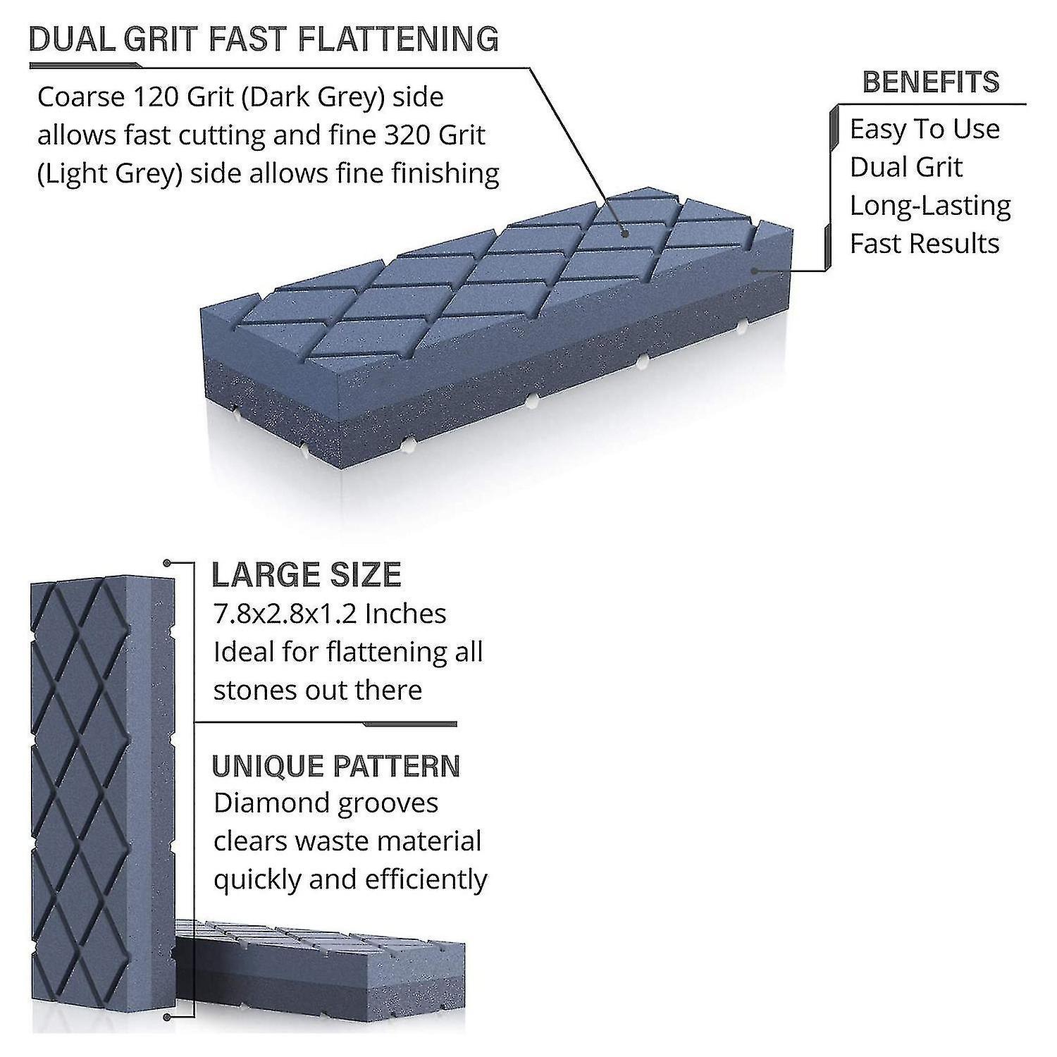 Flattening Stone- Dual Grit Coarse/fine Sharpening Flattener- Diamond Grooves Whetstone Fixer