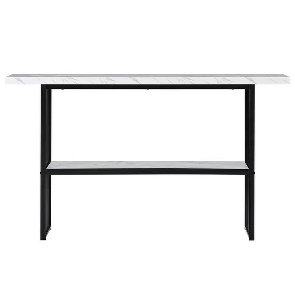 63'' Console Table with 2 Shelves， Extra Long Entryway Table with Metal Frame