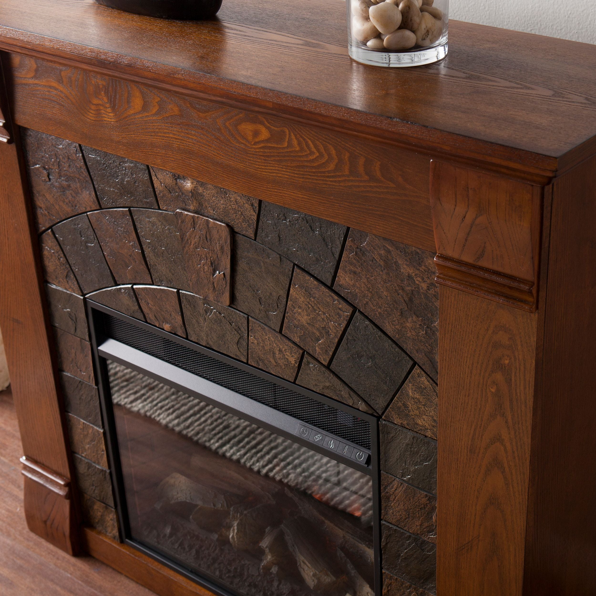 Sei Kolfyre Soft country style Electric Fireplace, Salem in Antique Oak finish