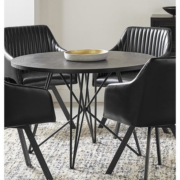 45-inch Round Wood Dining Table with Metal Legs in Black and Gunmetal