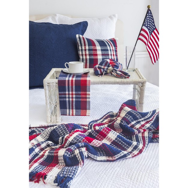 X 60 quot Harbor Plaid Red White And Blue Patriotic July 4th Woven Throw Blanket