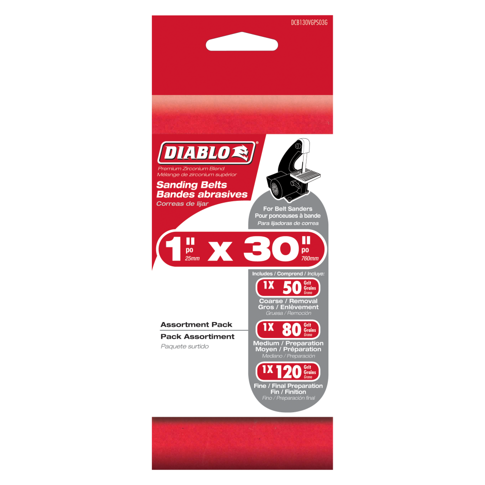 Diablo Tools 1 x 30 Sanding Belt Assorted 3pk