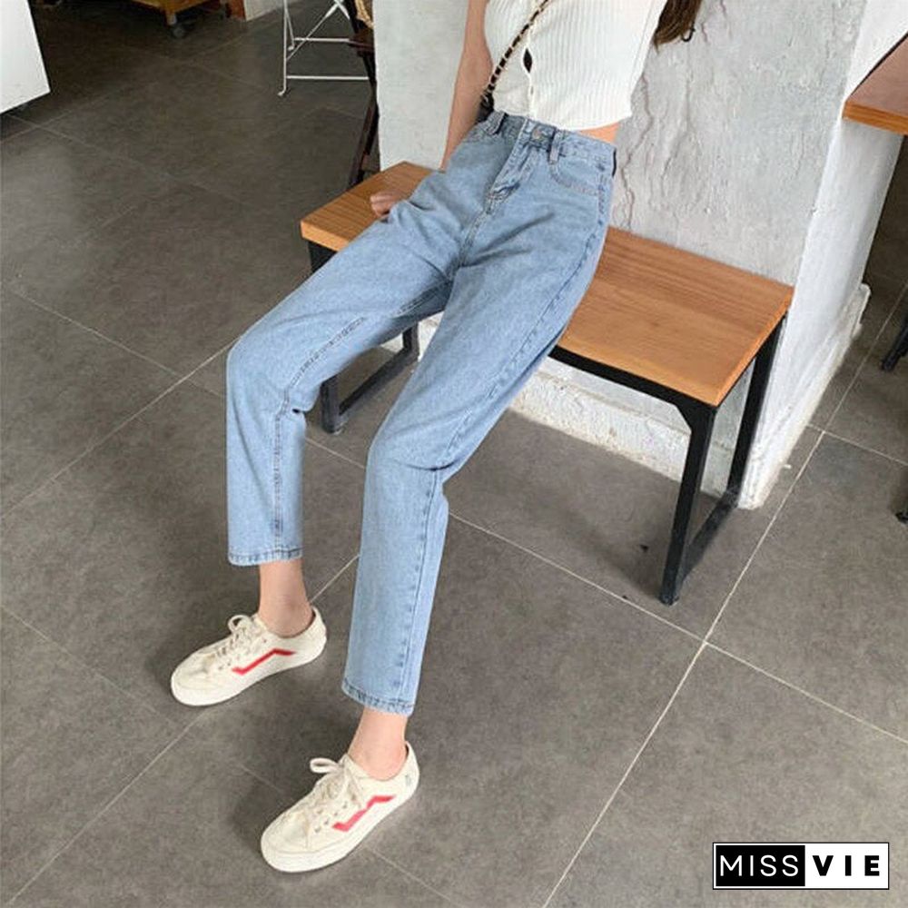 Woman Jeans High Waist Clothes Wide Leg Denim Clothing Blue Streetwear Vintage Quality Fashion Harajuku Straight Pants