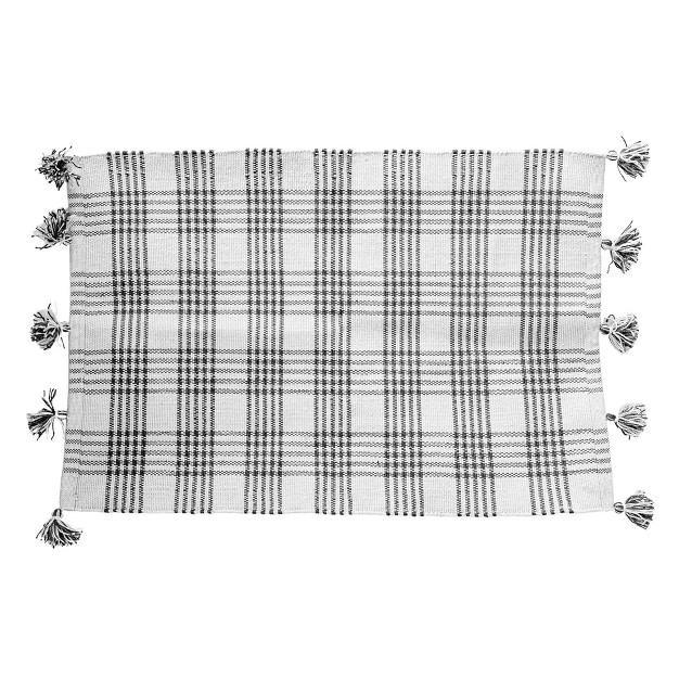 Foreside Home amp Garden 2 x27 x3 x27 Plaid Hand Woven Indoor Outdoor Rug Gray