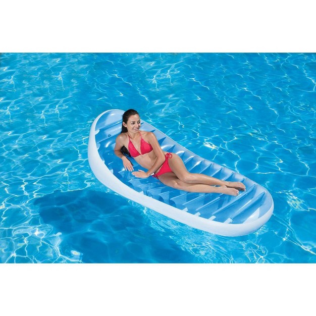 Poolmaster Swimming Pool Float Contour Inflatable Mattress Blue white