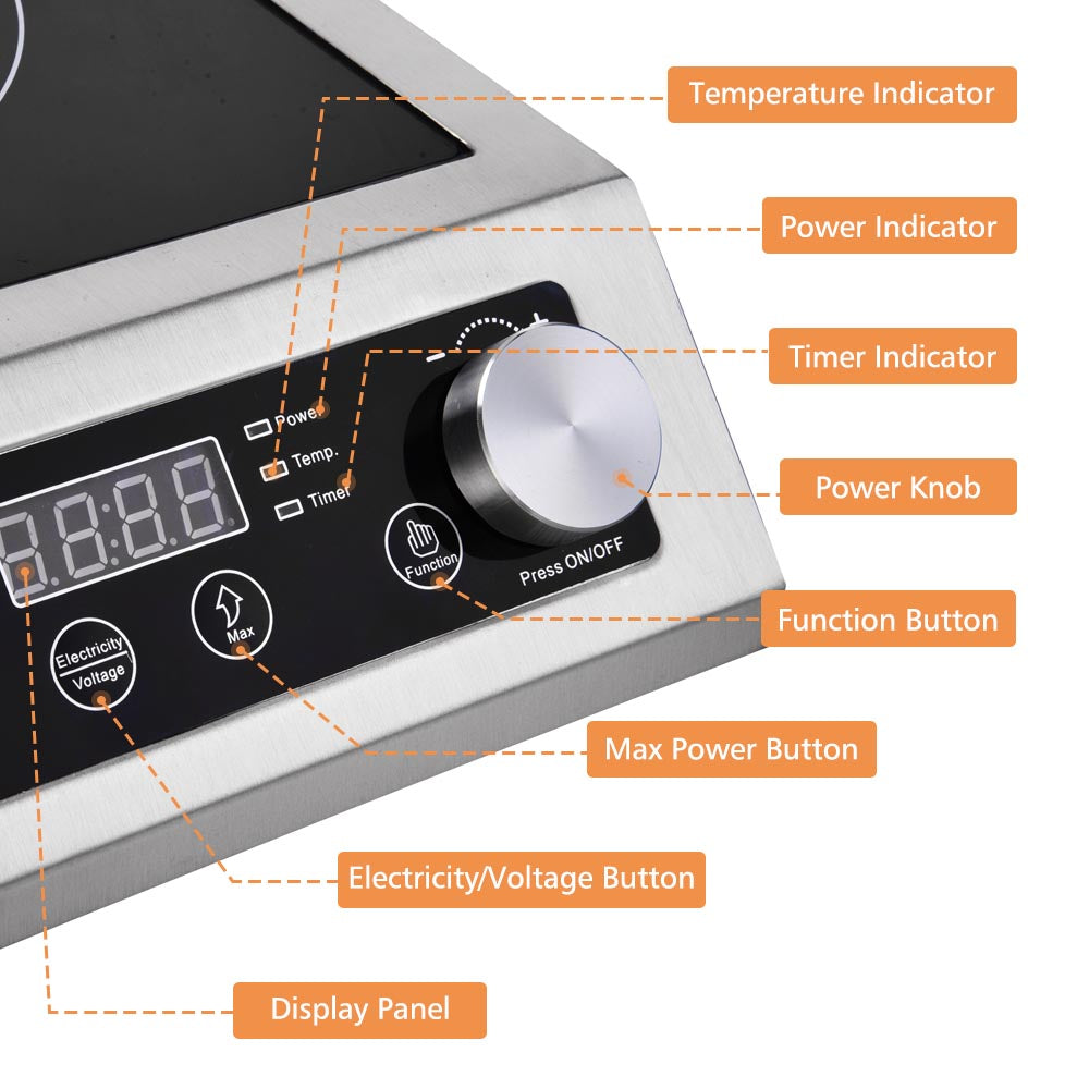 Yescom 3500W Commercial Induction Cooktop Electric Cooker Burner