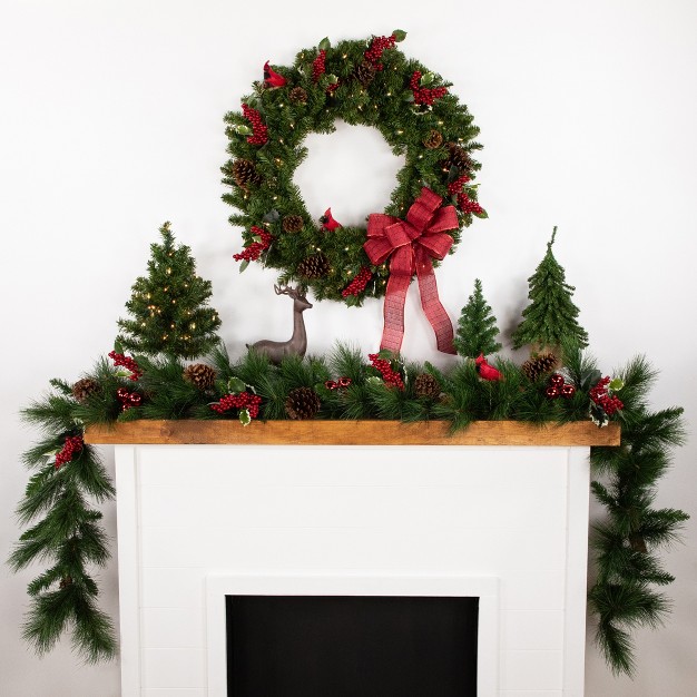 Prelit Canadian Pine Artificial Christmas Wreath Clear Lights