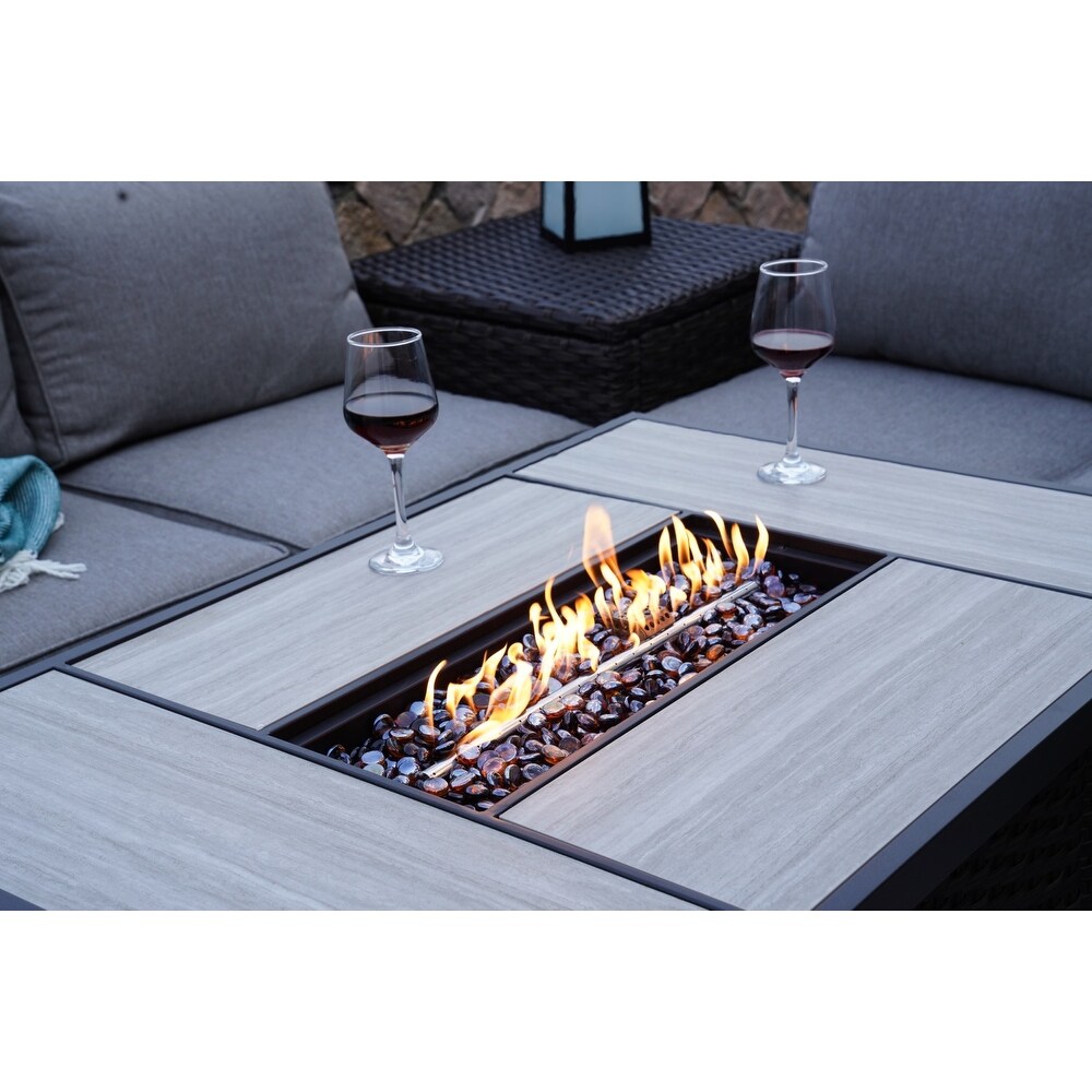 Patio Outdoor Gas Fire Pit Table  43 Inch 50 000 BTU Rectangle Patio Propane Fire Pit Table   32 inch
