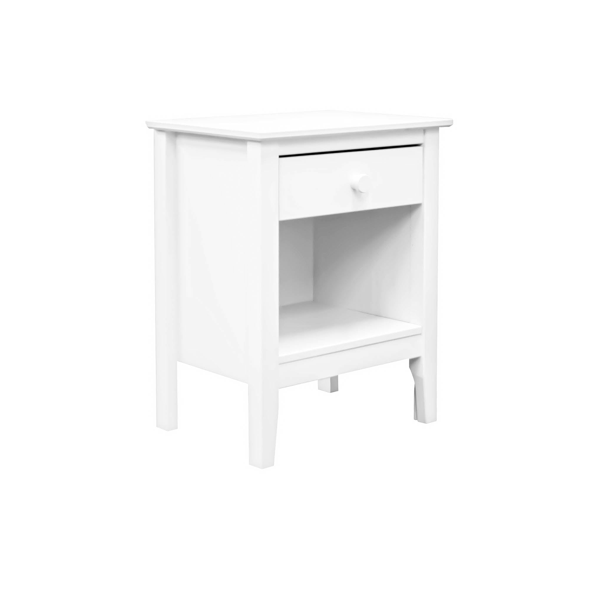 Adeptus Solid Wood Easy Pieces Single Drawer End Table/Nightstand w/Cubby - White