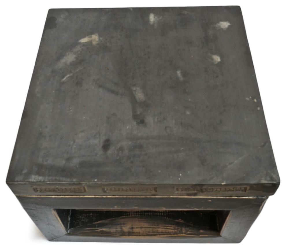 Consigned Black Square Stone Top Table   Asian   Side Tables And End Tables   by Design Mix Furniture  Houzz