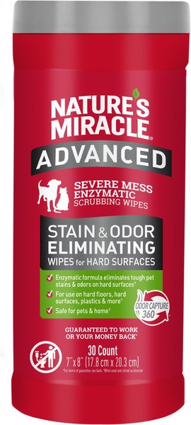 Nature's Miracle Advanced Hard Surfaces Stain and Odor Eliminator Wipes， 30 count