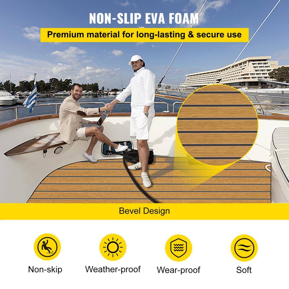 VEVOR 94.5 in. x 47 in. EVA Foam Faux Teak Non-Slippery Self-Adhesion Decking Sheet for Boat Yacht Marine Flooring 240X120X6EVAZZDB1V0