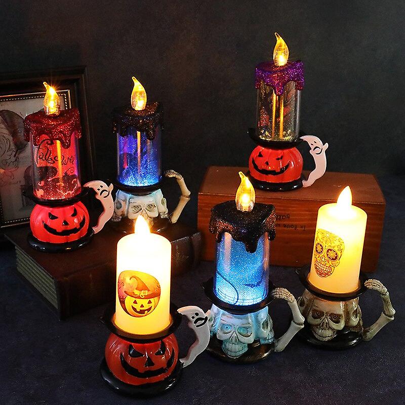 Halloween Costume Props Led Candle Lamp Pumpkin Lantern Horror Decoration Skull Wind Lights，decorative Gifts For Boys And Girls