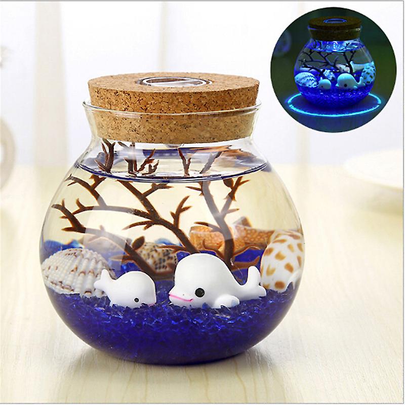 Novelty Rgb Led Night Lamp Romantic Sea Fish Stone Ocean Bottle Night Lights For Children Baby Christmas Gift Bedroom Decoration