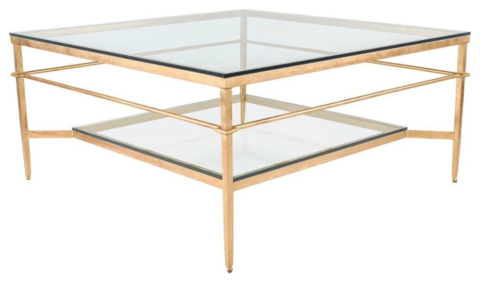 Garzon Silver Leaf Glass Cocktail Table   Contemporary   Coffee Tables   by Peachtree Fine Furniture  Houzz