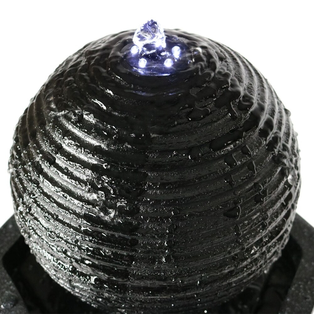 Black Pedestal and Ball Solar Outdoor Water Fountain with Battery 31\