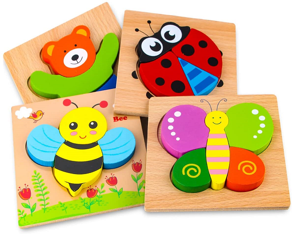 SKYFIELD Wooden Animal Puzzles Toddlers Educational Toys