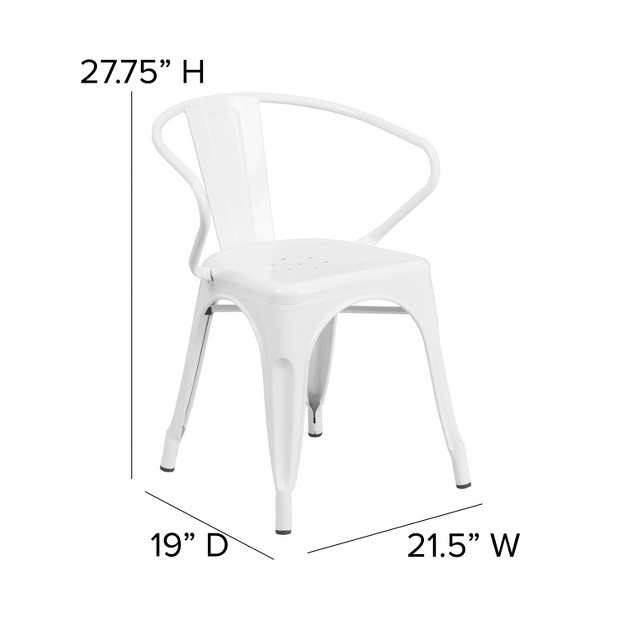 Emma And Oliver Commercial Grade 4 Pack Metal Indoor outdoor Chair With Arms