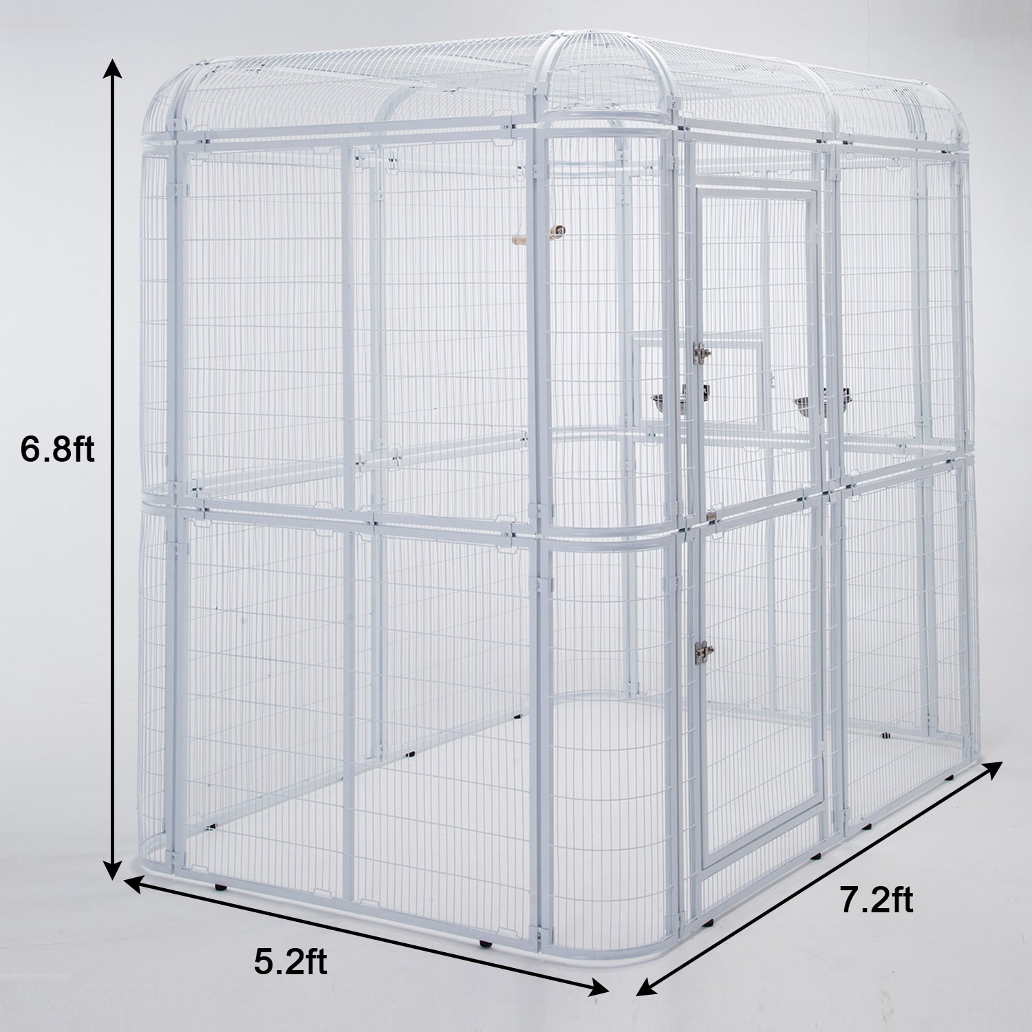 Paney Large Iron Birdcage Heavy Duty Parrot Cockatiel Macaw Finch Walk in Aviary Flight Pet Supply ，White