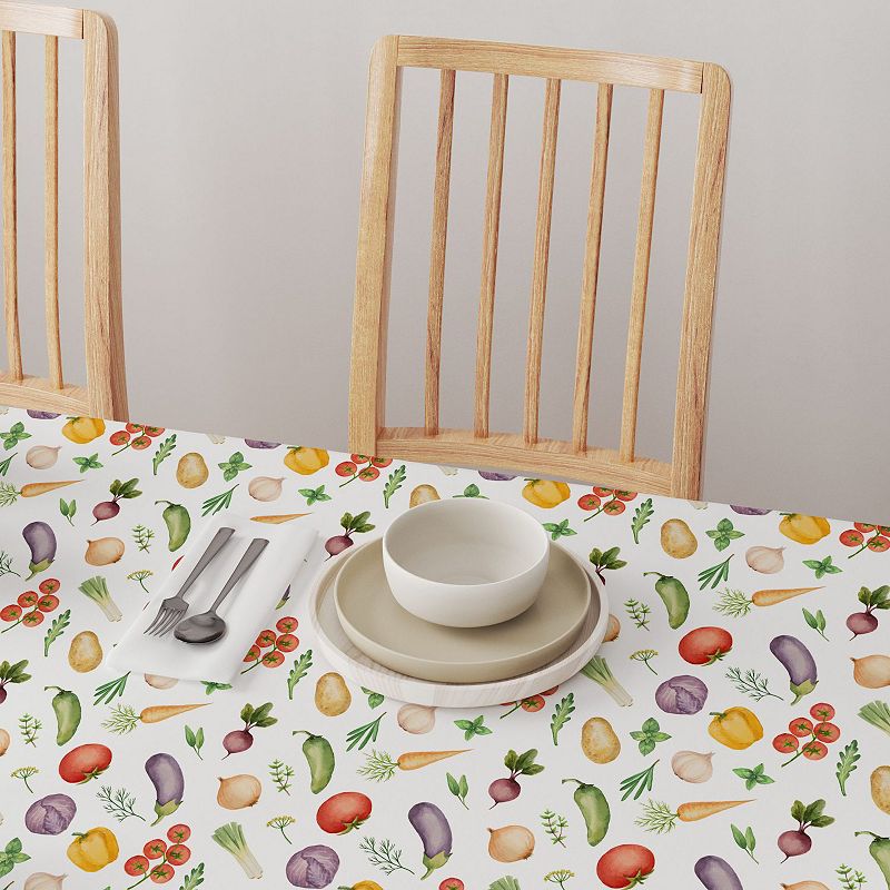 Square Tablecloth， 100% Polyester， 54x54， Garden Vegetables