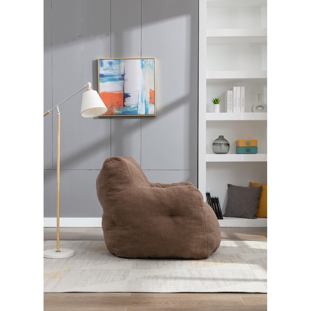 Modern Soft Tufted Foam Bean Bag Chair with Teddy Fabric